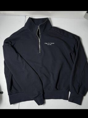 rag & bone Navy Half-Zip Logo Sweatshirt